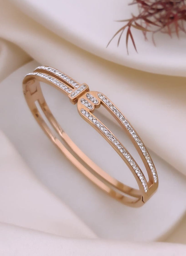 Crystal Embrace Double-Line Bangle Bracelet Hover Image