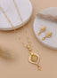 Leaf Motif Openwork Pendant Necklace & Matching Earrings Set