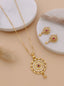 Round Floral Medallion Pendant Necklace & Matching Earrings Set