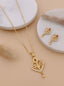 Floral Square Pendant Necklace & Matching Earrings Set
