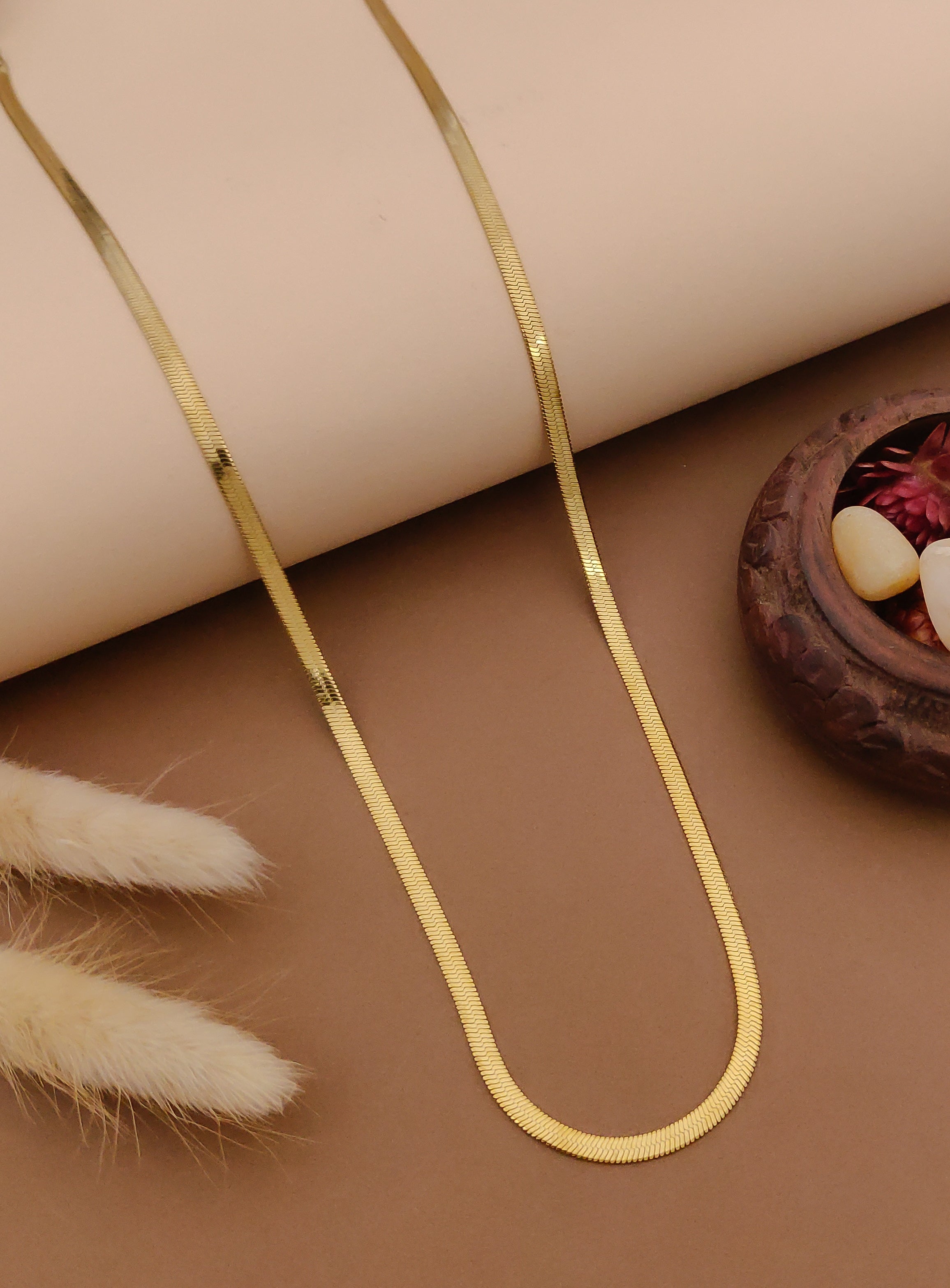 Sleek Gold-Tone Herringbone Chain