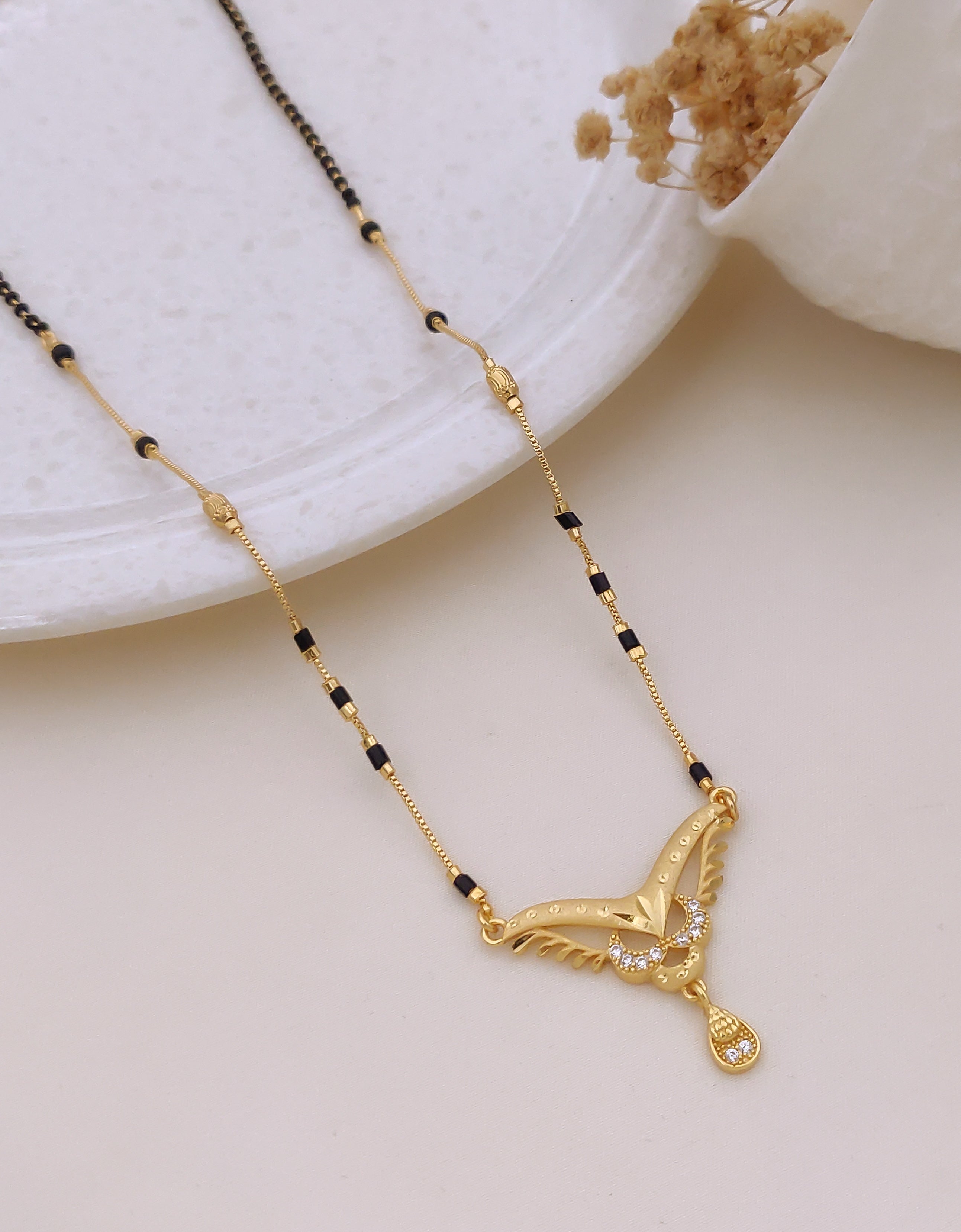 Aarini Crystal Wing Black Bead Mangalsutra