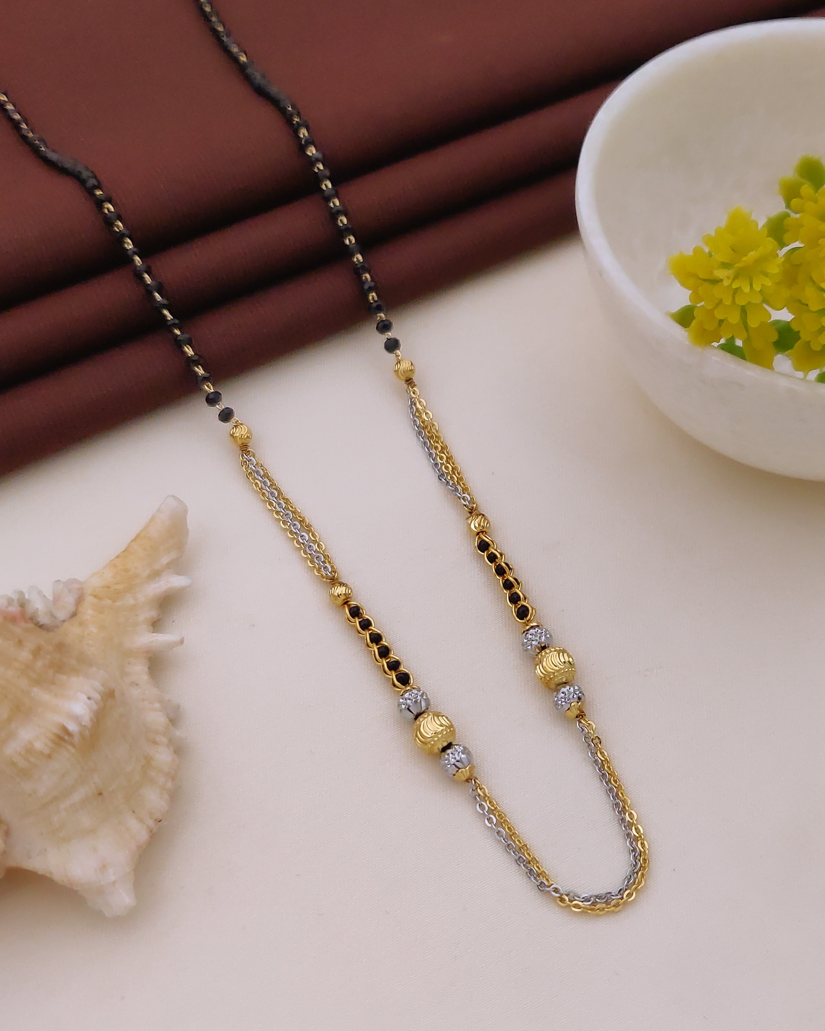Tavisha Two-Tone Layered Black Bead Mangalsutra