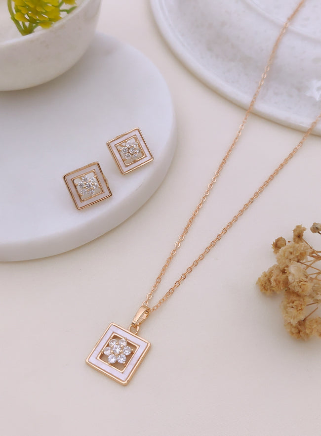 Elira Geometric Crystal Necklace Set Hover Image