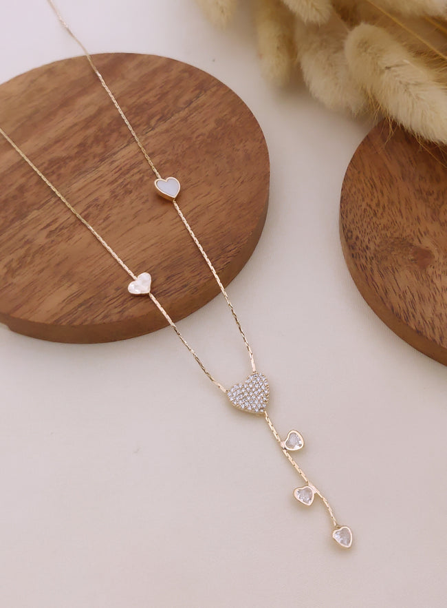 Amora Crystal Heart Drop Necklace Hover Image