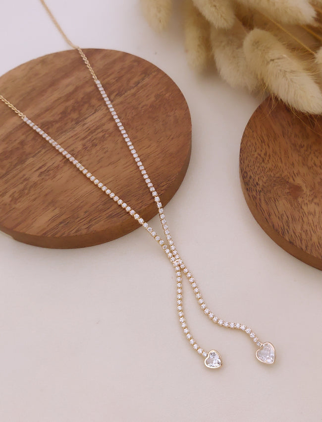 Aveline Crystal Heart Drop Necklace Hover Image