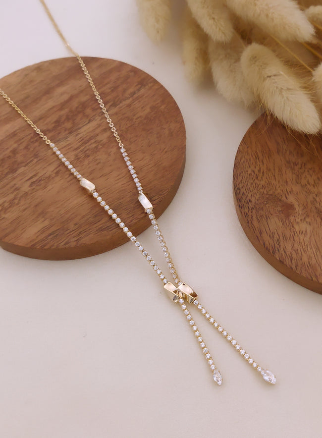 Zivara Crystal Twin Drop Necklace Hover Image