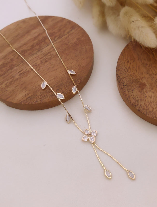 Elina Crystal Blossom Drop Necklace Hover Image