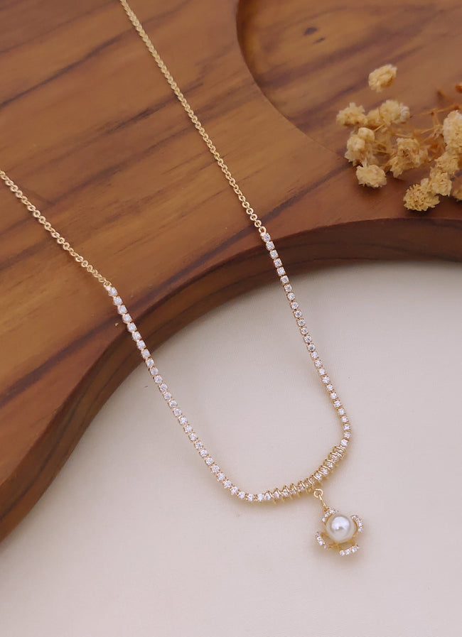 Aurelia Pearl & Crystal Drop Necklace Hover Image