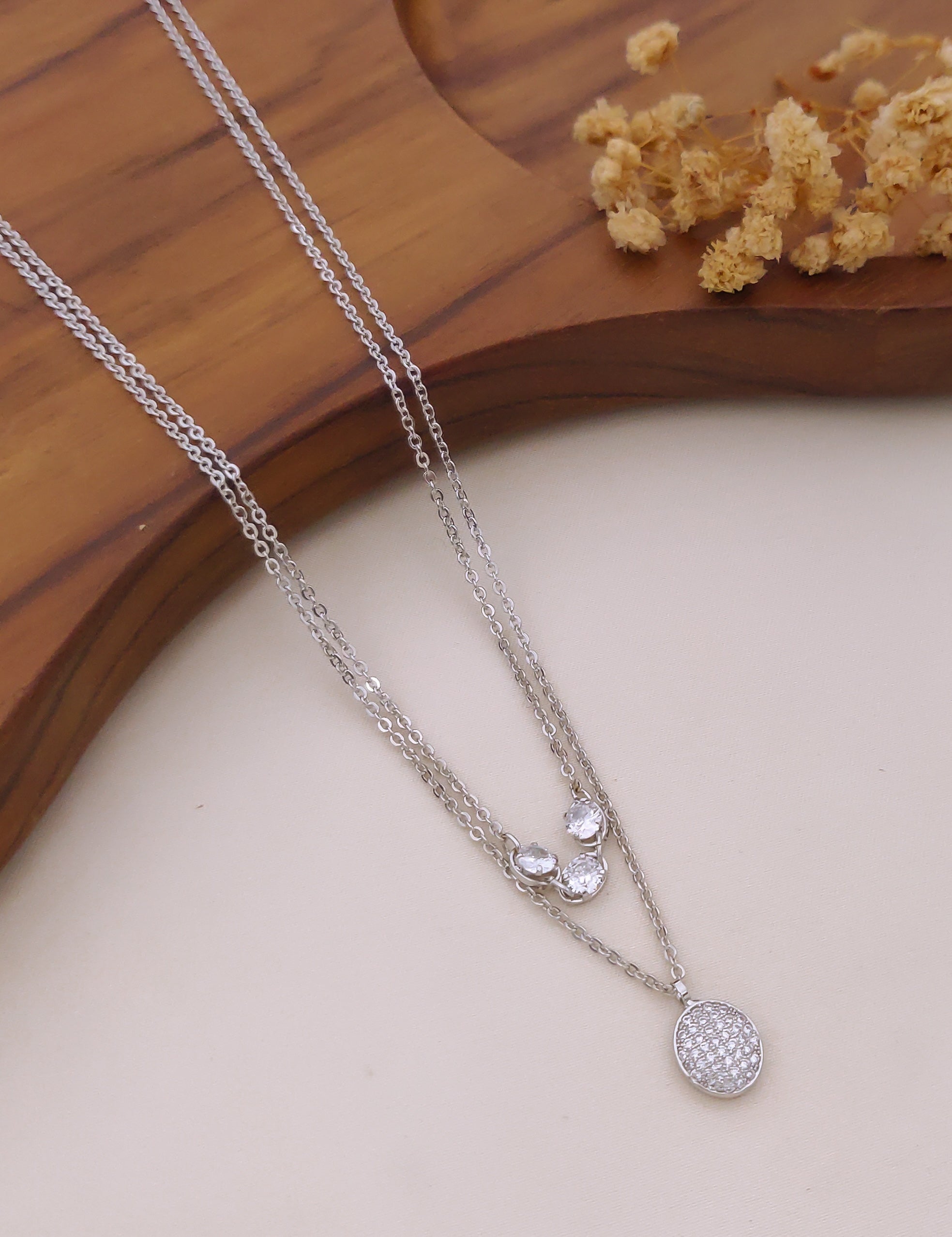Selene Layered Crystal Pendant Necklace