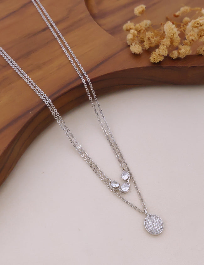 Selene Layered Crystal Pendant Necklace Hover Image