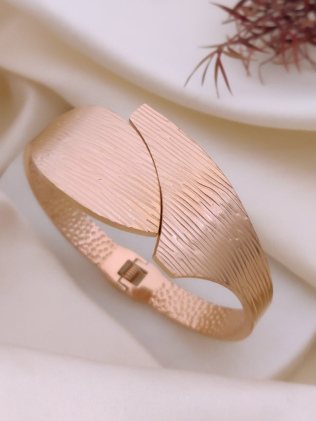Sculpted Leaf Statement Bangle Bracelet Hover Image