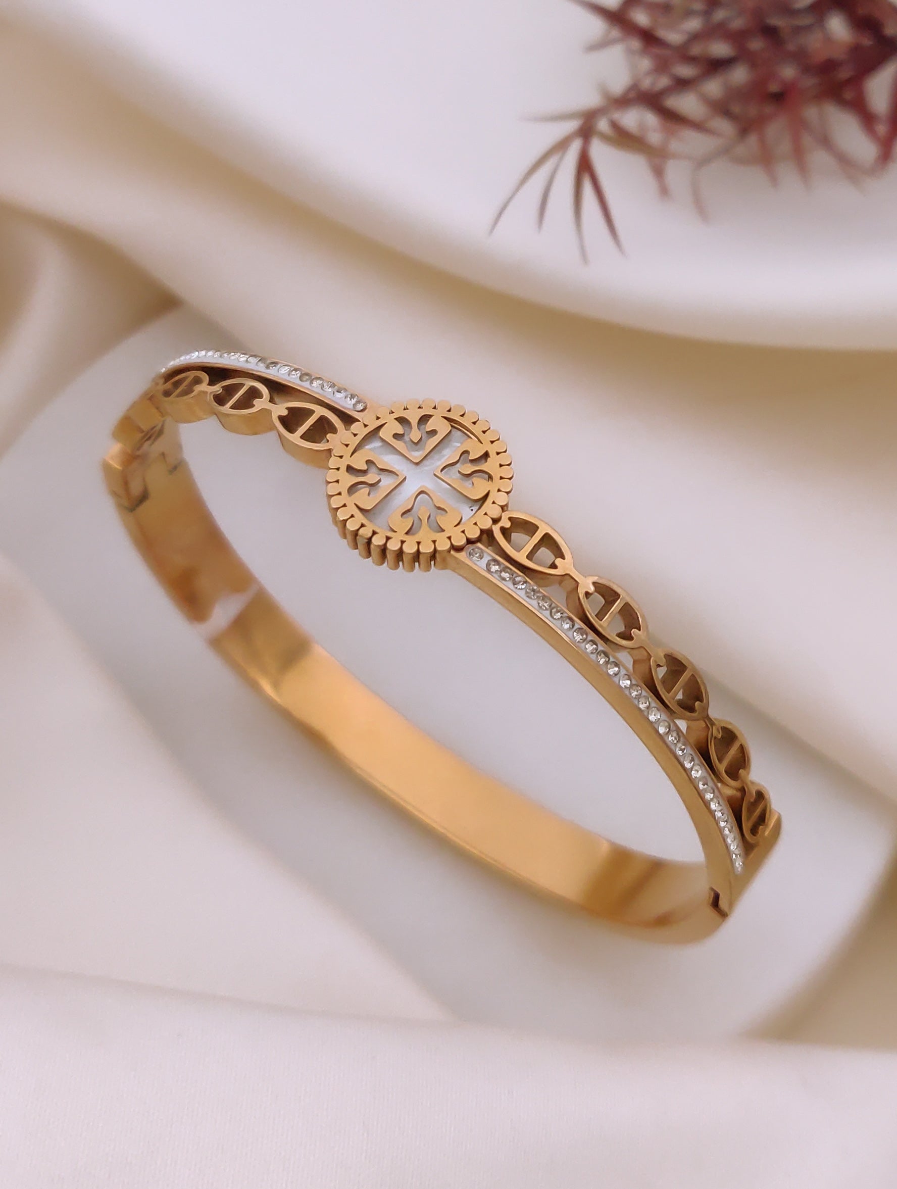 Geometric Medallion Statement Bracelet