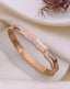 Sculpted Wave Crystal Accent Bangle Bracelet