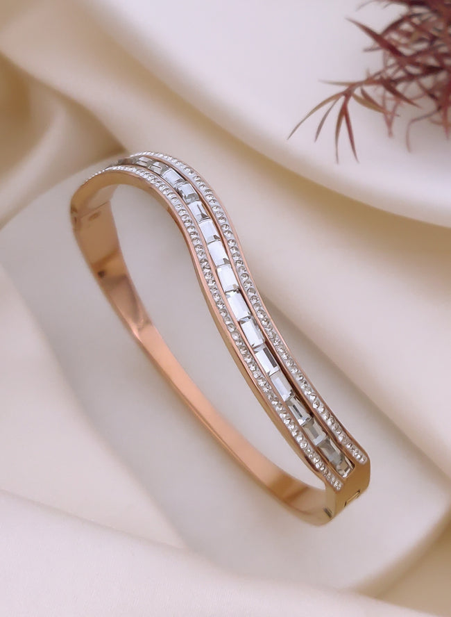 Crystal Baguette Statement Bangle Bracelet Hover Image