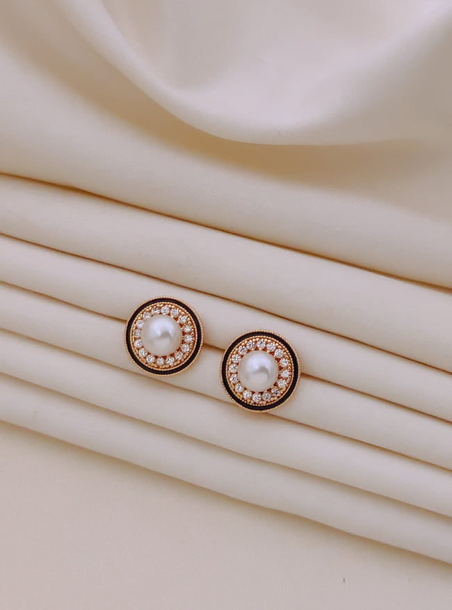Amara Pearl & Crystal Halo Stud Earrings Hover Image