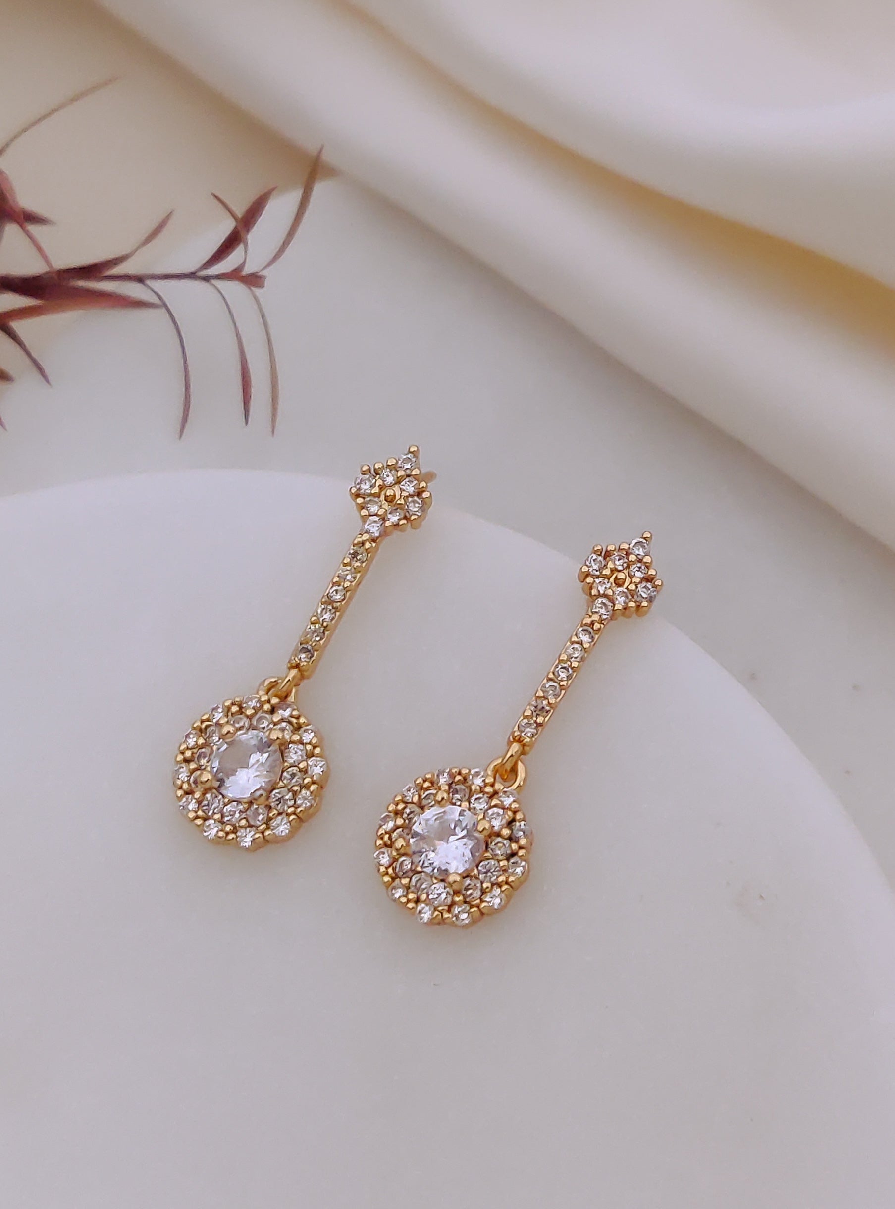 Radiant Halo Crystal Drop Earrings