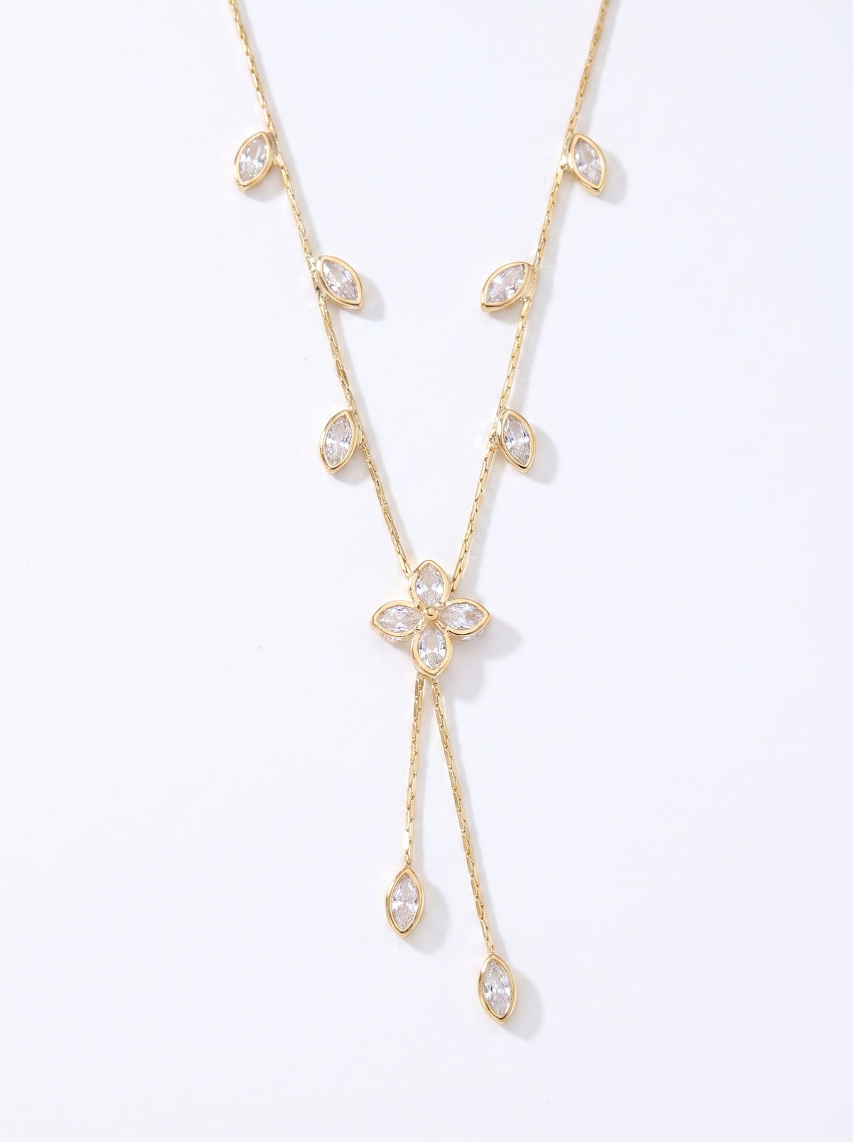 Elina Crystal Blossom Drop Necklace