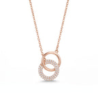 Eterna Interlocking Crystal Circle Rose Gold Necklace