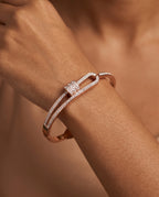 Elara Infinity Link Gold-Tone Open Cuff Bracelet