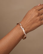 Sculpted Wave Crystal Accent Bangle Bracelet