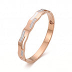 Sculpted Wave Crystal Accent Bangle Bracelet