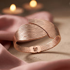 Sculpted Leaf Statement Bangle Bracelet