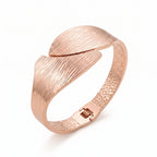 Sculpted Leaf Statement Bangle Bracelet
