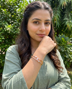 Ivory Clover Crystal Double-Band Bangle Bracelet