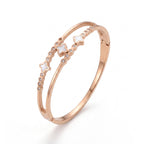 Ivory Clover Crystal Double-Band Bangle Bracelet
