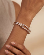 Crystal Embrace Double-Line Bangle Bracelet