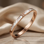 Pearl Glow Crystal Accent Bangle Bracelet