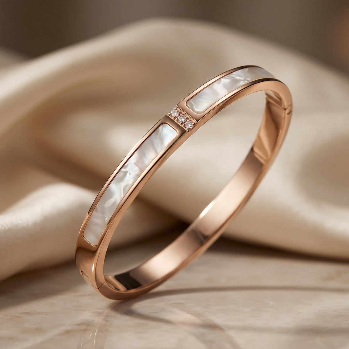 Pearl Glow Crystal Accent Bangle Bracelet