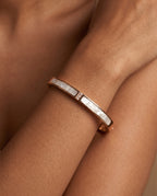 Pearl Glow Crystal Accent Bangle Bracelet