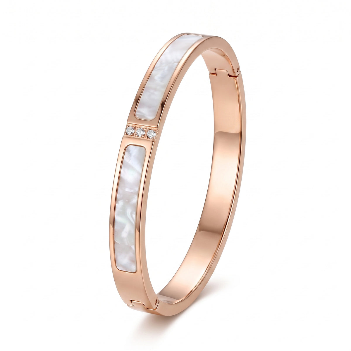 Pearl Glow Crystal Accent Bangle Bracelet