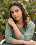 Ivory Blossom & Butterfly Crystal Bangle Bracelet