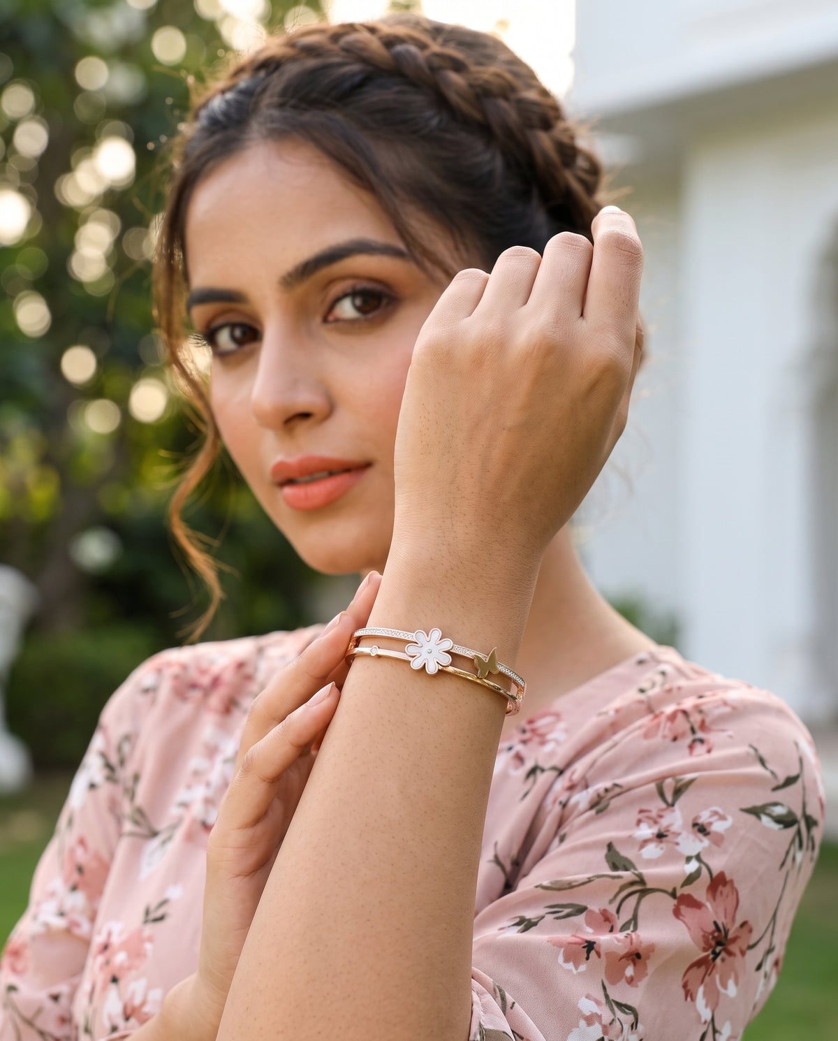 Floral Butterfly CZ Bracelet