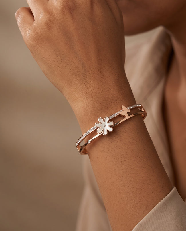 Floral Butterfly CZ Bracelet Main Image