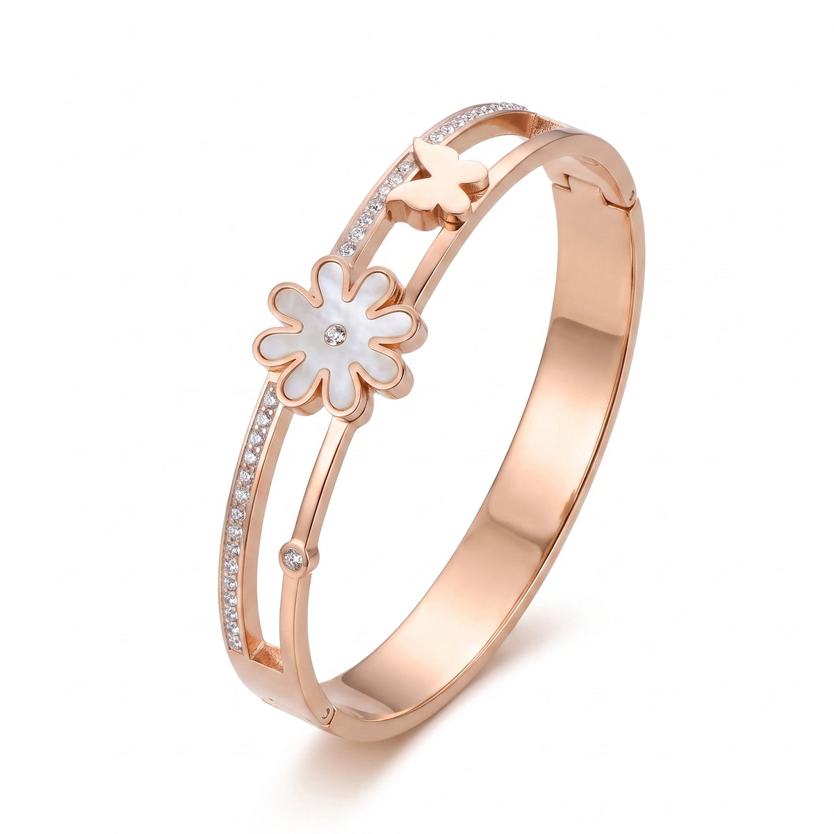 Floral Butterfly CZ Bracelet