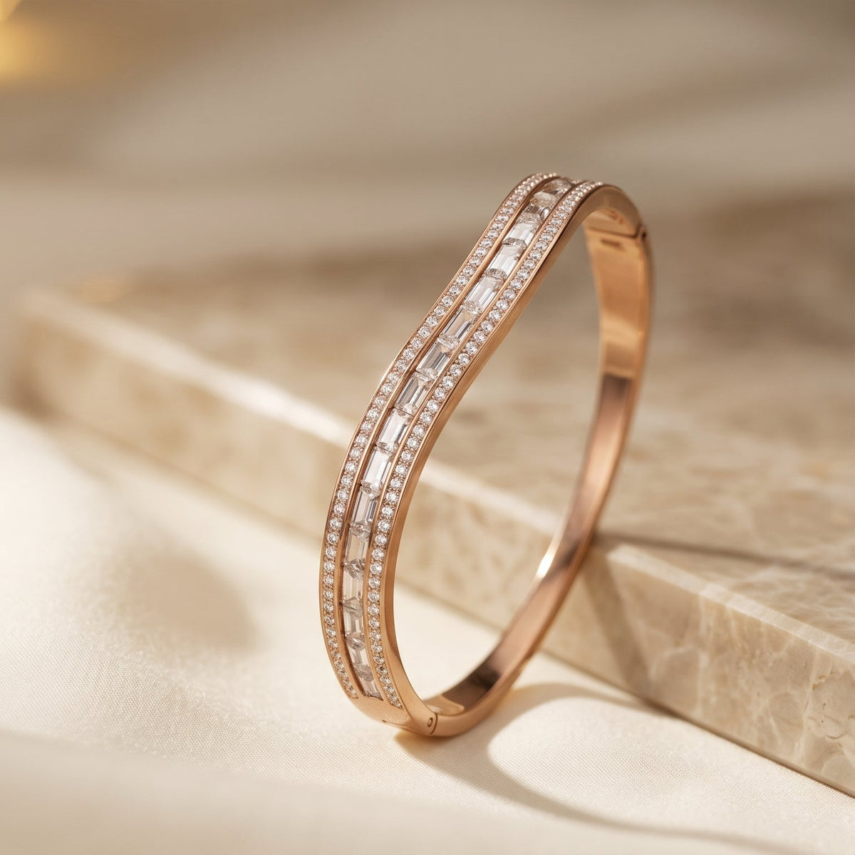 Crystal Baguette Statement Bangle Bracelet