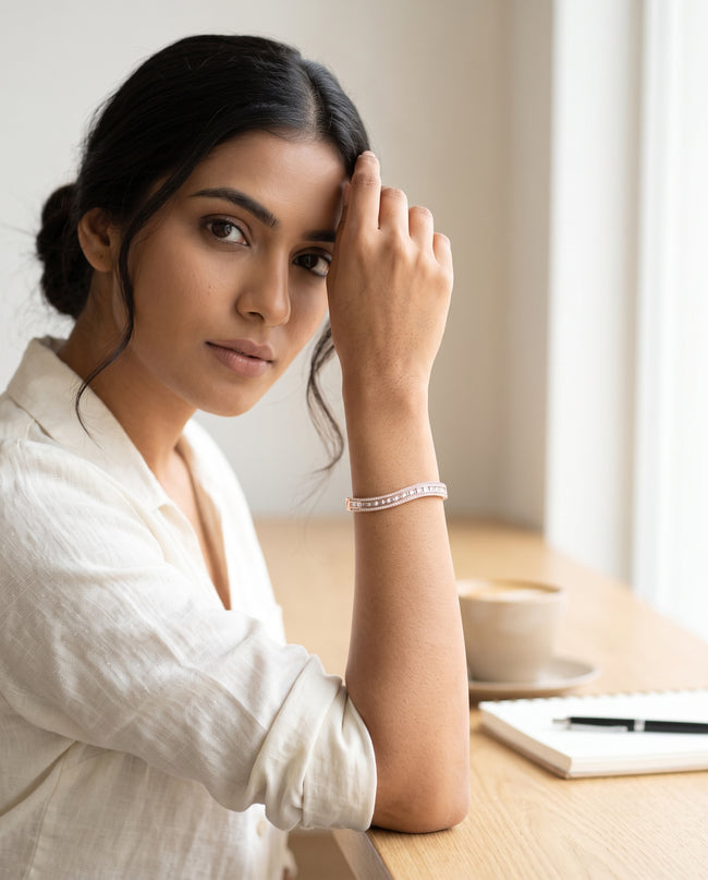 Crystal Baguette Statement Bangle Bracelet Main Image