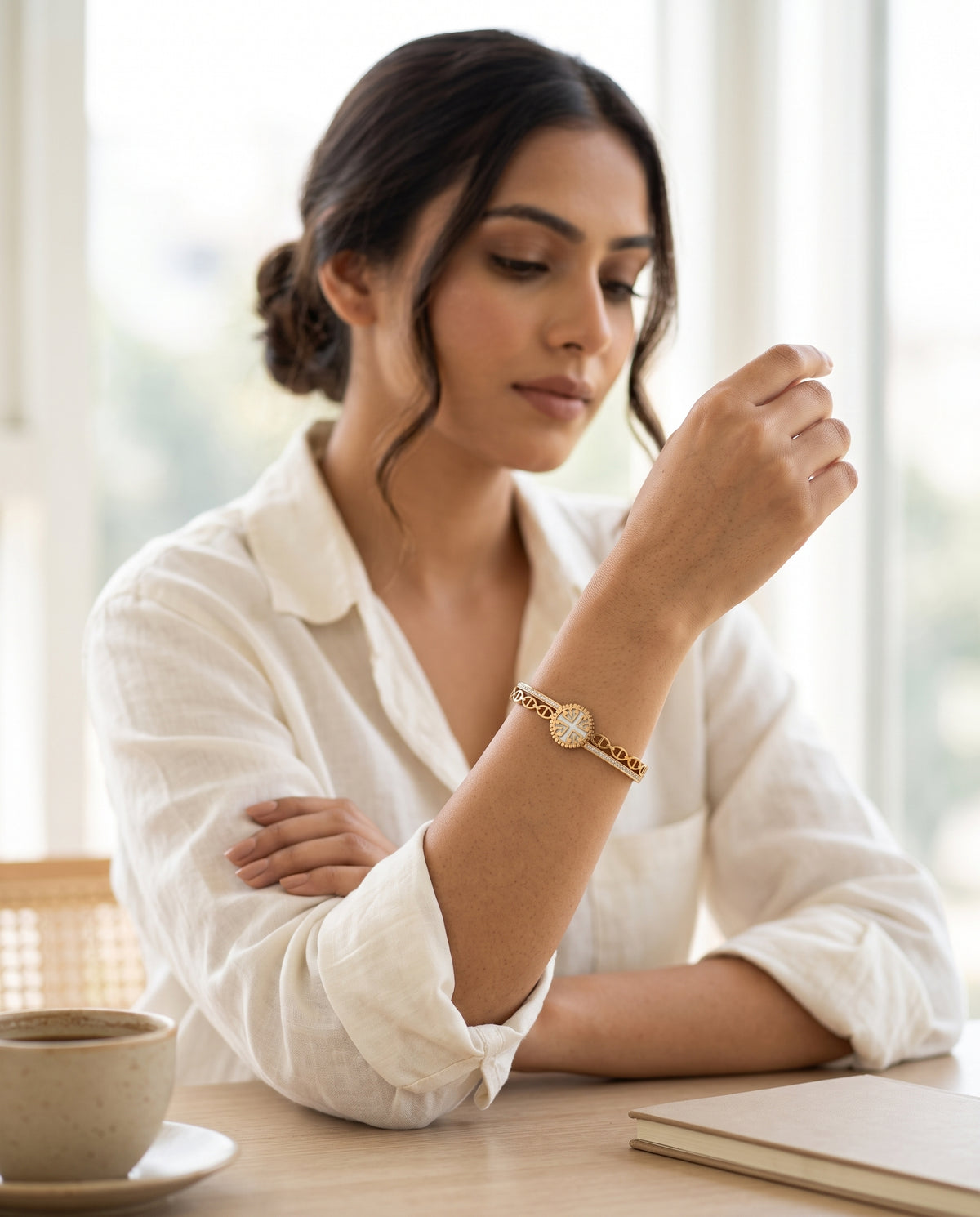 Geometric Medallion Statement Bracelet