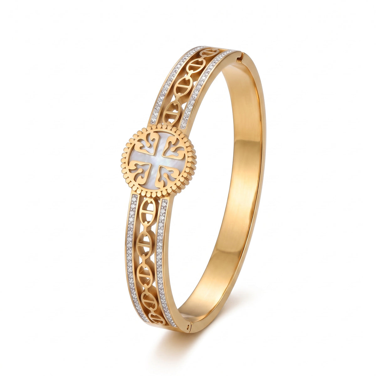 Geometric Medallion Statement Bracelet
