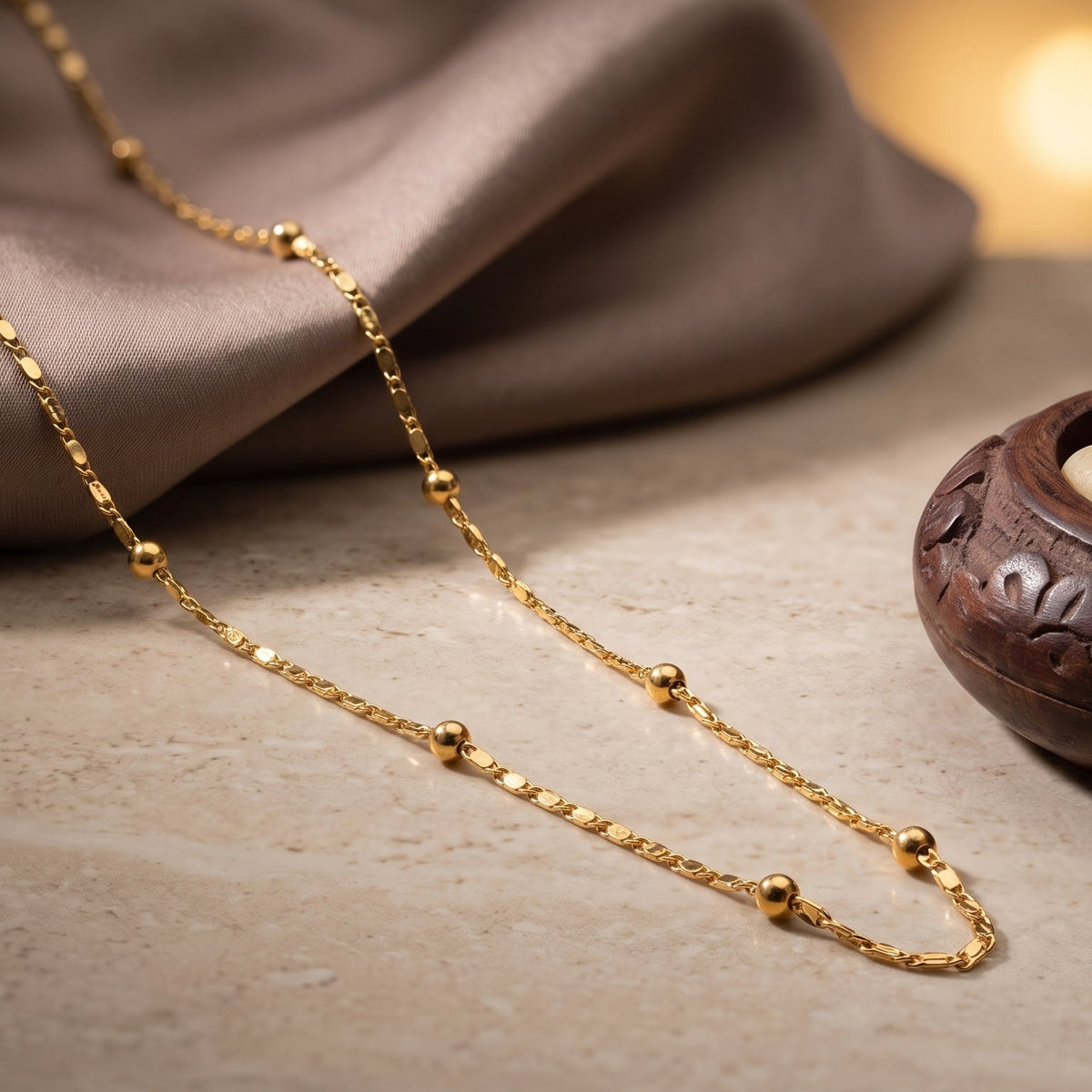 Beaded Flat Link Chain
