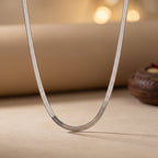 Sleek Silver-Tone Herringbone Chain