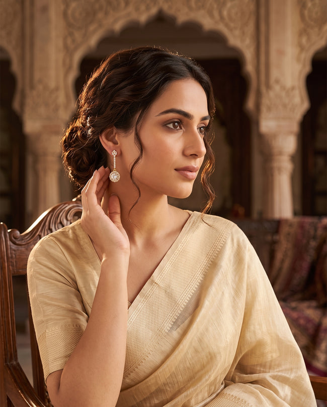 Radiant Halo Crystal Drop Earrings Main Image