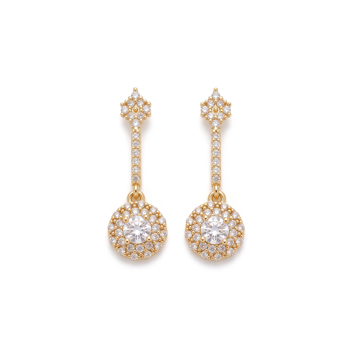 Radiant Halo Crystal Drop Earrings
