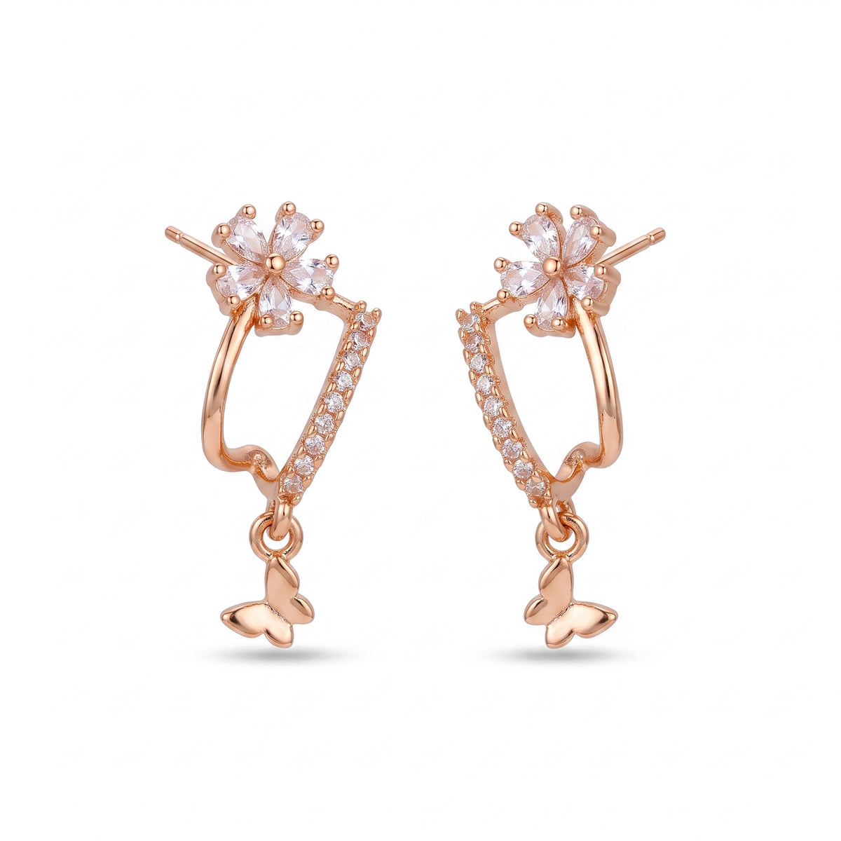 Fleur Butterfly Crystal Drop Earrings