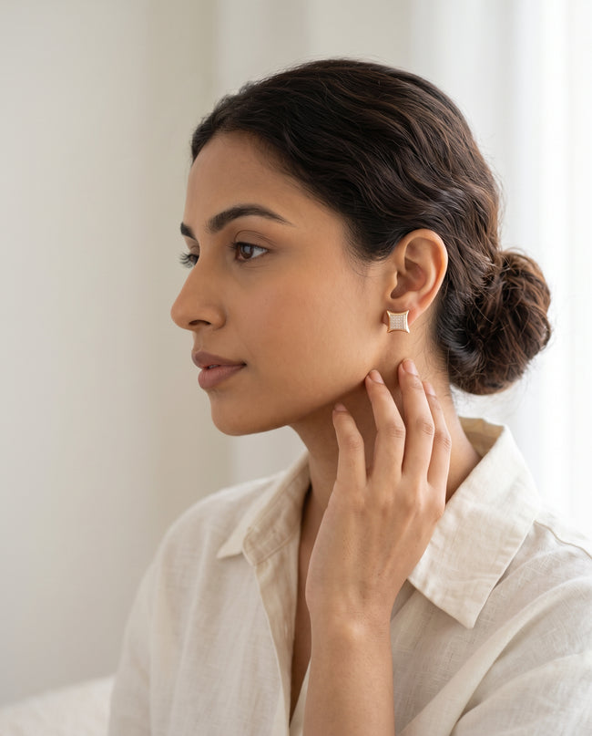 Aurelia Crystal Square Stud Earrings Main Image