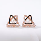 Elara Pearl & Crystal Triangle Stud Earrings